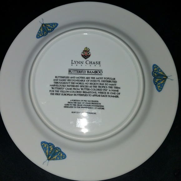 Lynn Chase Yellow and Blue Butterfly Plate - Picture 2 of 2